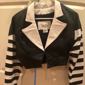 Real leather cropped vintage jacket